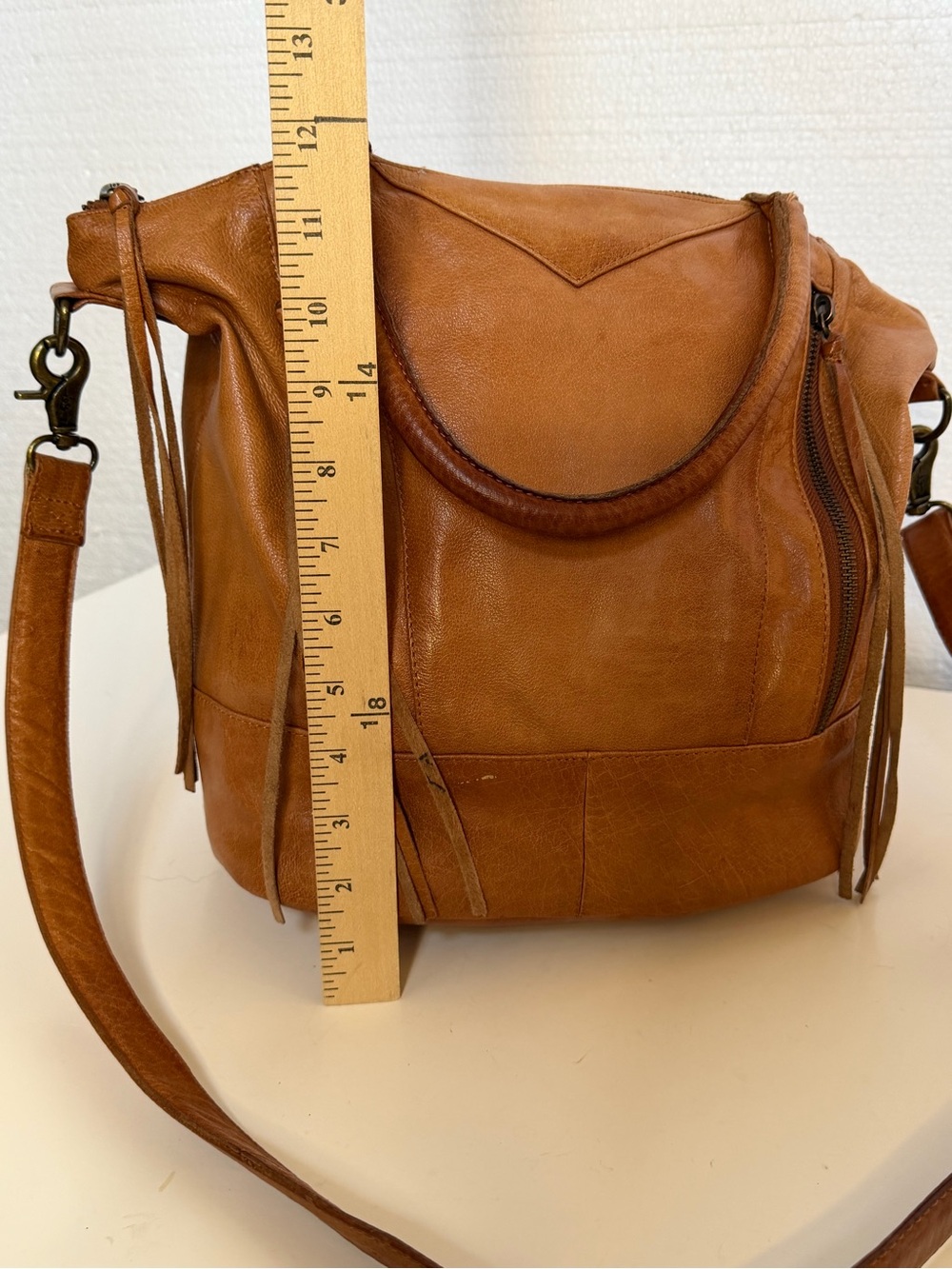 Day and mood Women’s Brown Leather Crossbody Bag - buttery soft - Picture 8 of 16